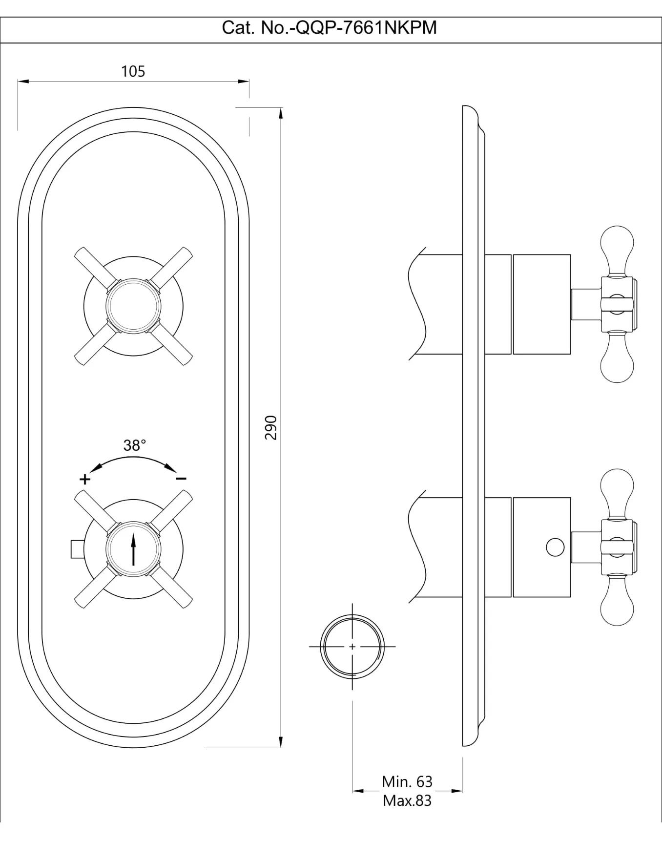 Jaquar Aquamax Exposed Part Kit of Thermostatic Shower Mixer QQP-CHR-7661NKPM 1