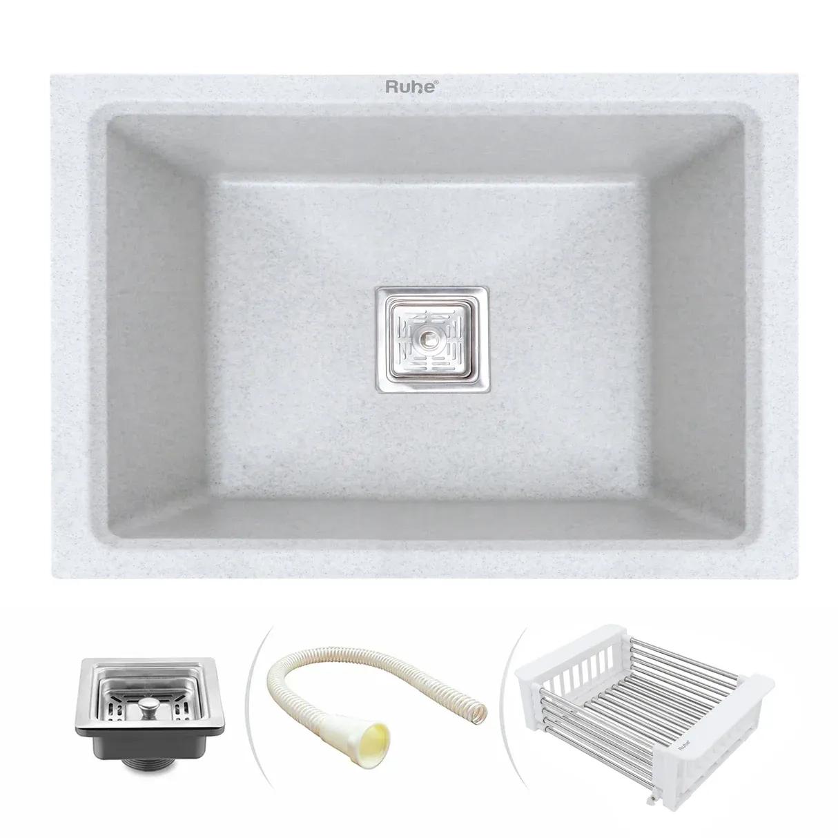 Ruhe Quartz Single Bowl Kitchen Sink 24 X 18 X 9 Inches - Chrome 1