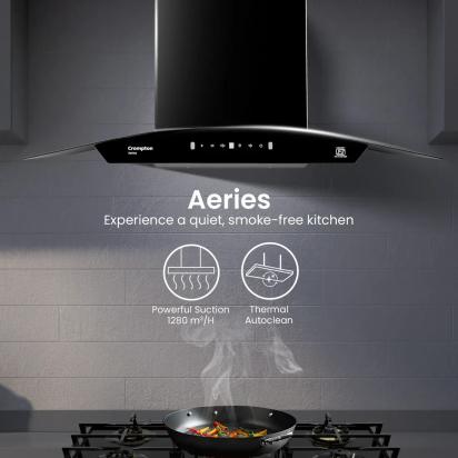 Crompton Aeries Curv Filterless Ind Chimney 75cm by Crompton : Colours available: Black 8 1