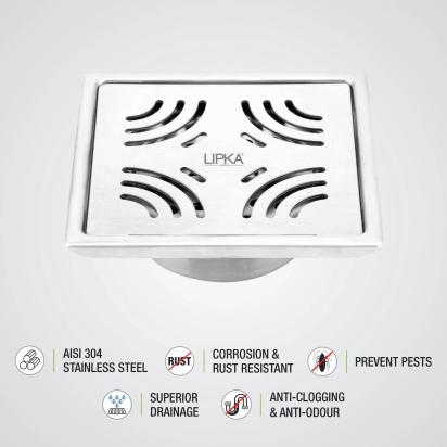 Lipka Purple Exclusive Square Floor Drain (5 x 5 Inches) with Cockroach Trap 3