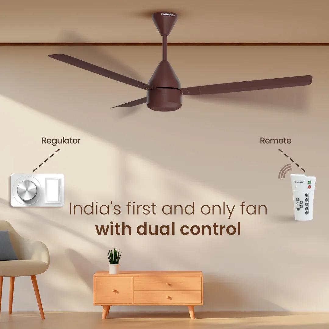 Crompton Energion Groove Regmote BLDC Ceiling Fan -  Brown 2