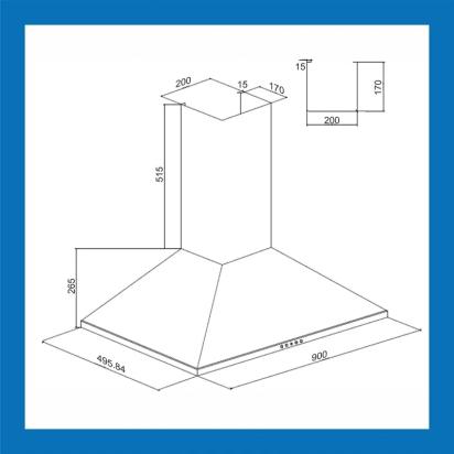 Glen Electric Kitchen Chimney, Pyramid Shape Baffle Filters 90cm 1250 m3/h - Black (6054 BL 90) 7