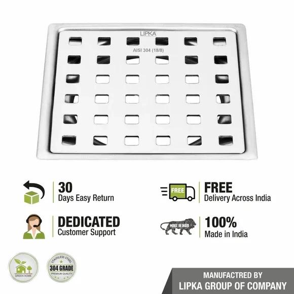 Lipka Red Exclusive Square Flat Cut Floor Drain (5 x 5 Inches) 3