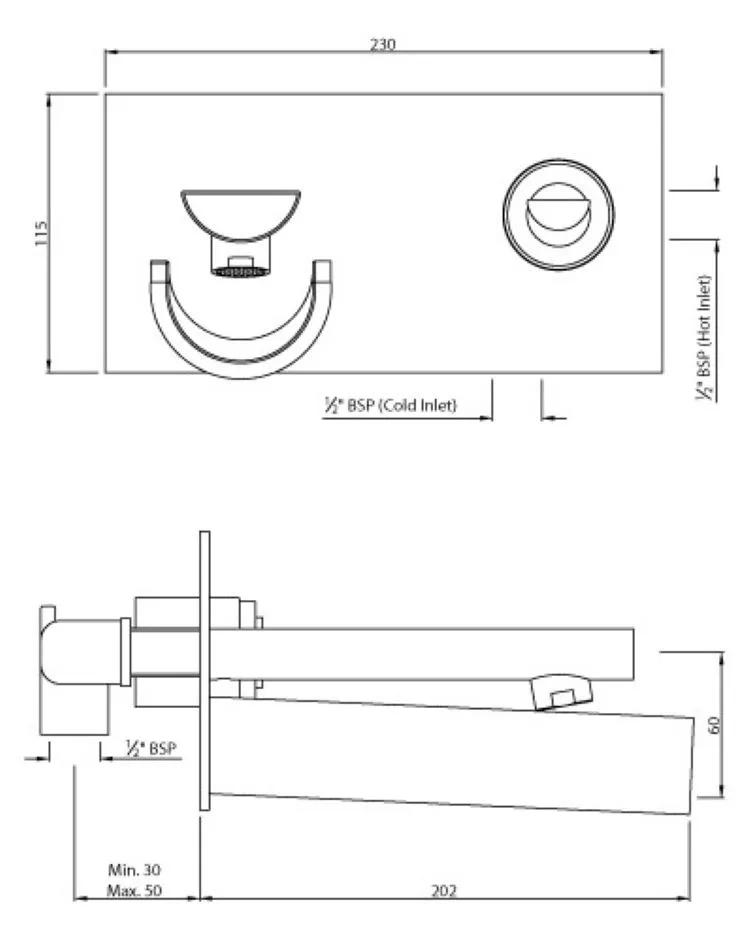 Artize Joystick Concealed Basin Mixer (Wall Mounted) - Black Pearl PVD - CNF-BLP-69233 1
