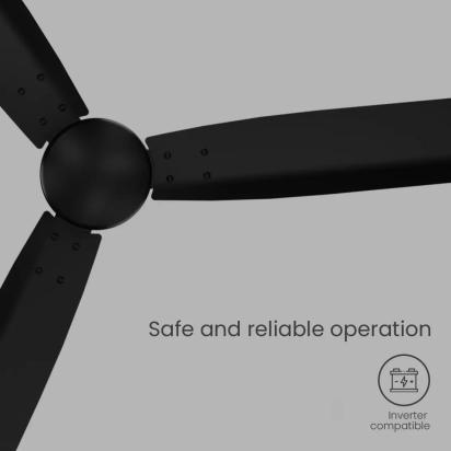 Crompton Energion Groove Regmote BLDC Ceiling Fan -  Onyx by Crompton : Colours available: Black 3 2