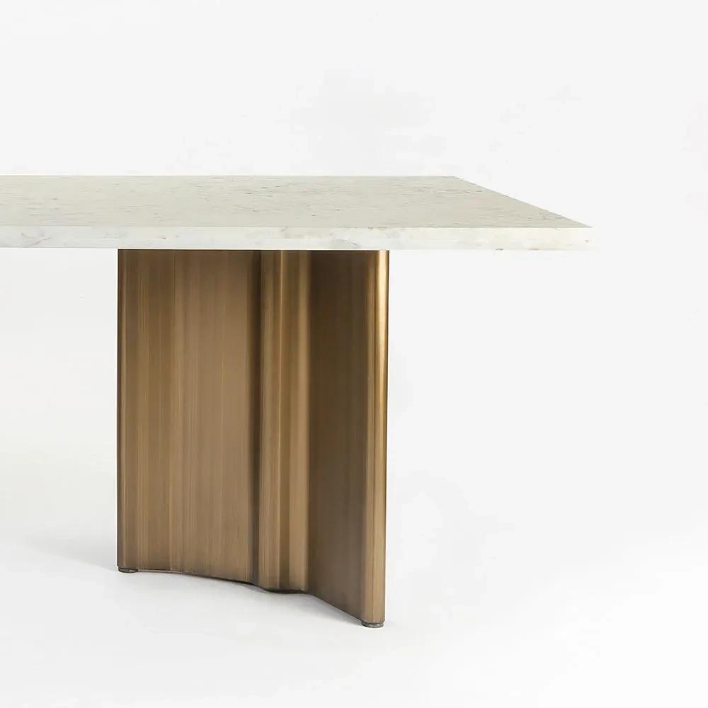 LivingShapes Omar Marble 8 Seater Dining Table with Iron - Brass / Baswada 3