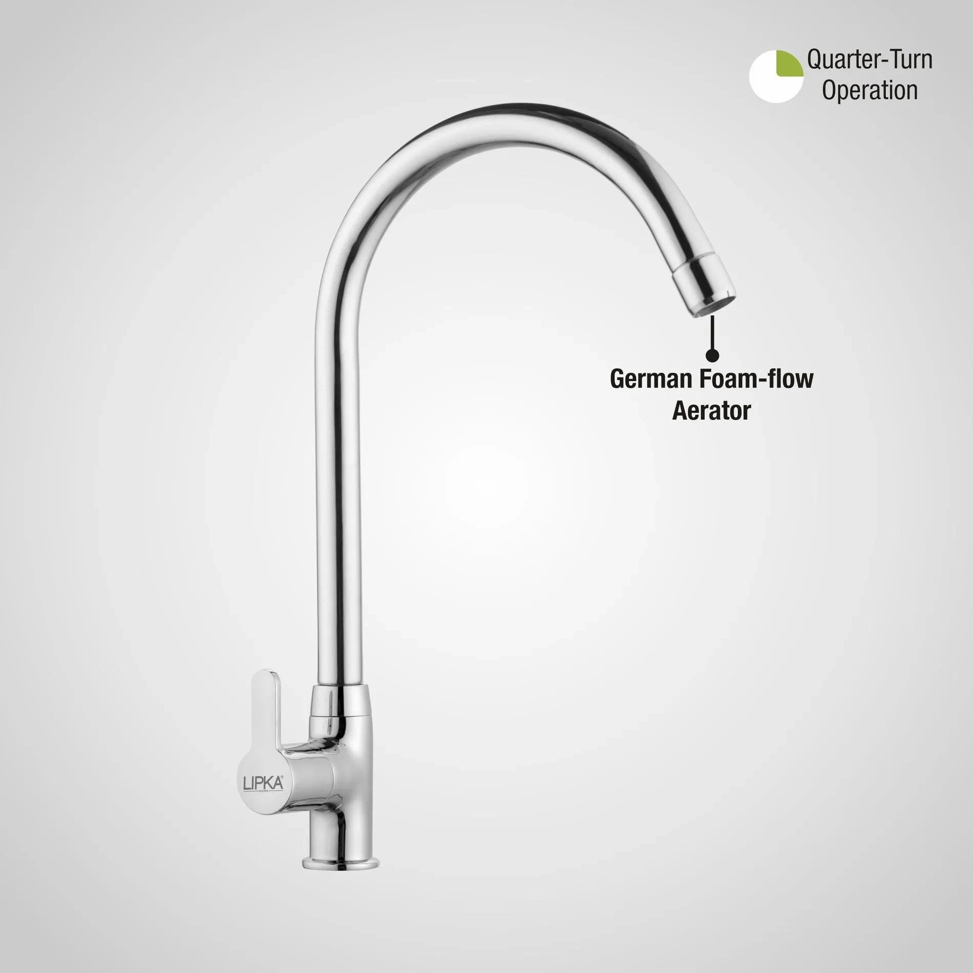 Lipka Fusion Swan Neck Brass Faucet with Round Swivel Spout (20 Inches) 4