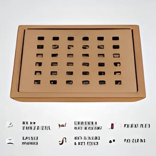 Lipka Red Exclusive Square Floor Drain in Antique Copper PVD Coating (6 x 6 Inches) 2
