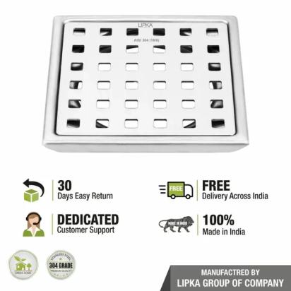 Lipka Red Exclusive Square Floor Drain (5 x 5 Inches) 4