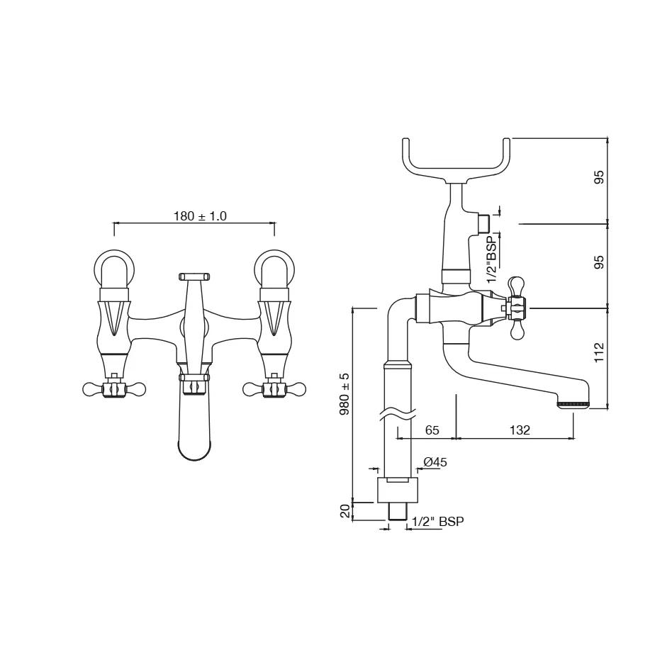 Jaquar Bath And Shower Mixer With Telephone Shower Crutch - Stainless Steel - QQP-SSF-7271PMHL 1