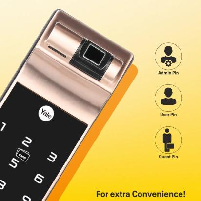 YDM 7116A Smart Lock Red Bronze YDM 7116A Smart Lock with Fingerprint PIN Code RFID Card Mechanical Key Bluetooth module by Yale 2 9