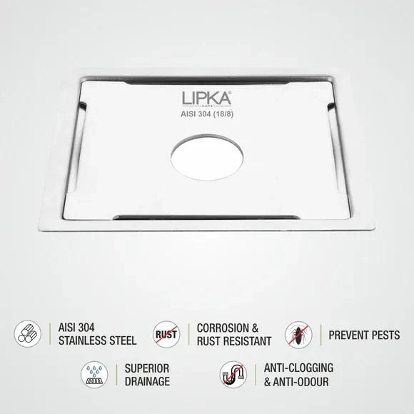 Lipka Yellow Exclusive Square Flat Cut Floor Drain (6 x 6 Inches) with Hole 2