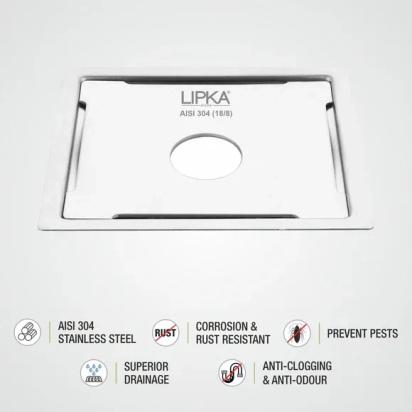 Lipka Yellow Exclusive Square Flat Cut Floor Drain (6 x 6 Inches) with Hole 2
