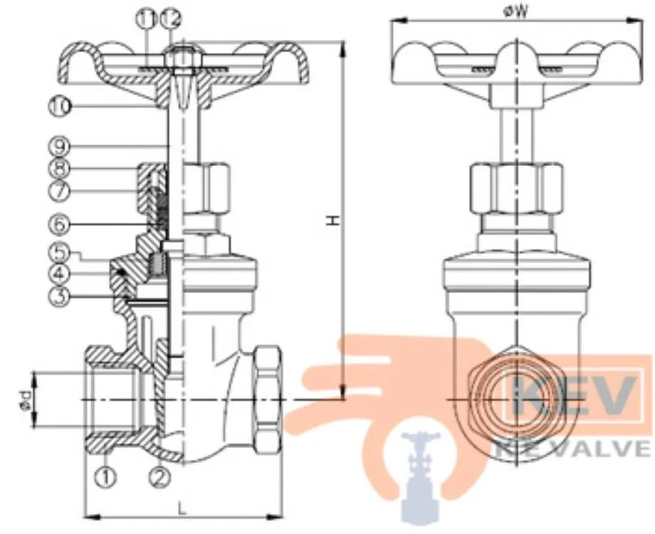 Ke Screwed End Gate Valve 2029 1