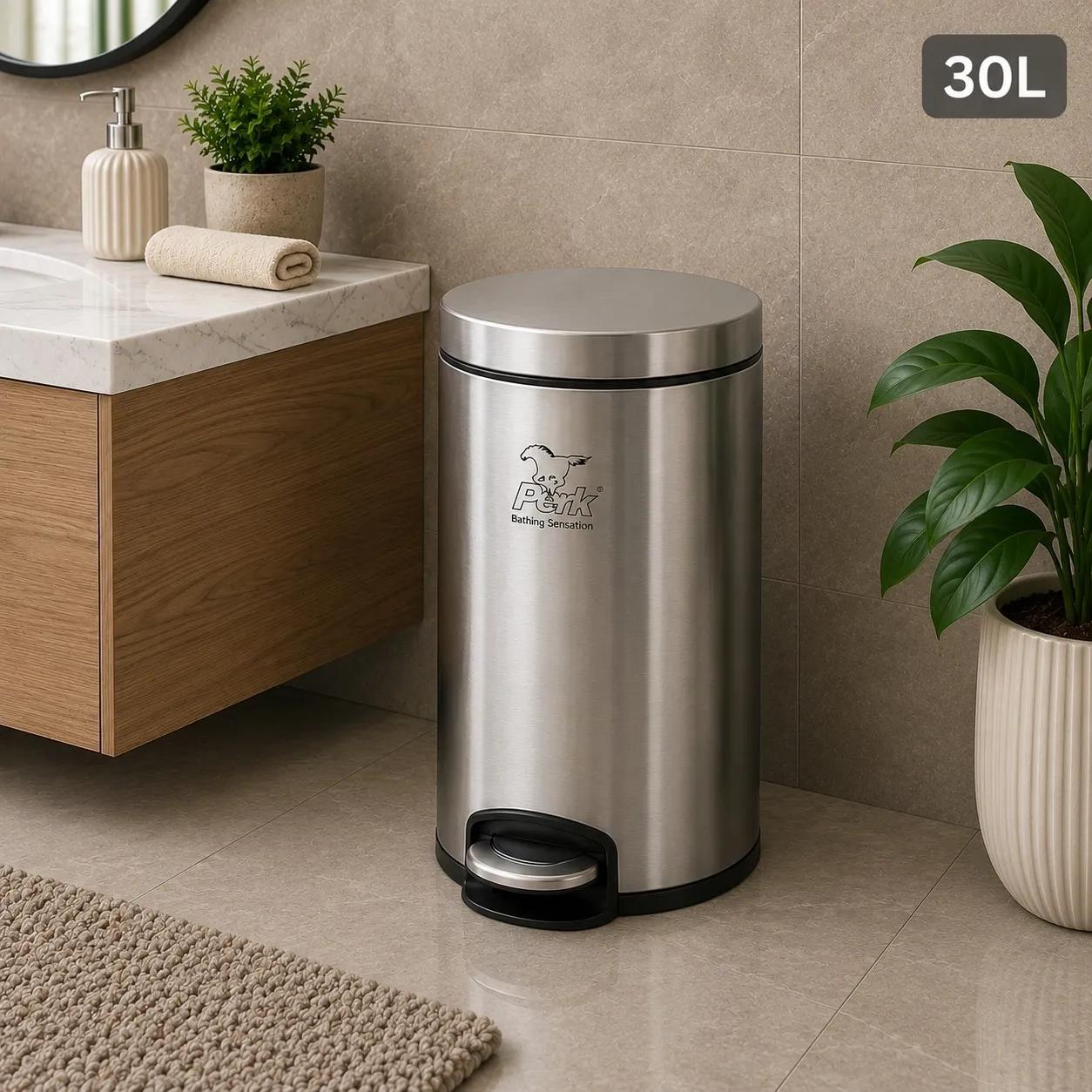 Perk Serene Dustbin 30 Litre - Matt Steel