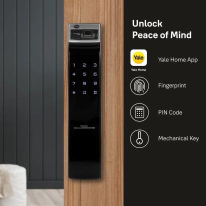 YDM 4109 Roller Latch Without Handle Smart Lock by Yale : Colours available: Black 1 2