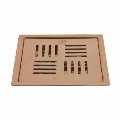 Lipka Pink Exclusive Square Flat Cut Floor Drain in Antique Copper PVD Coating (6 x 6 Inches)