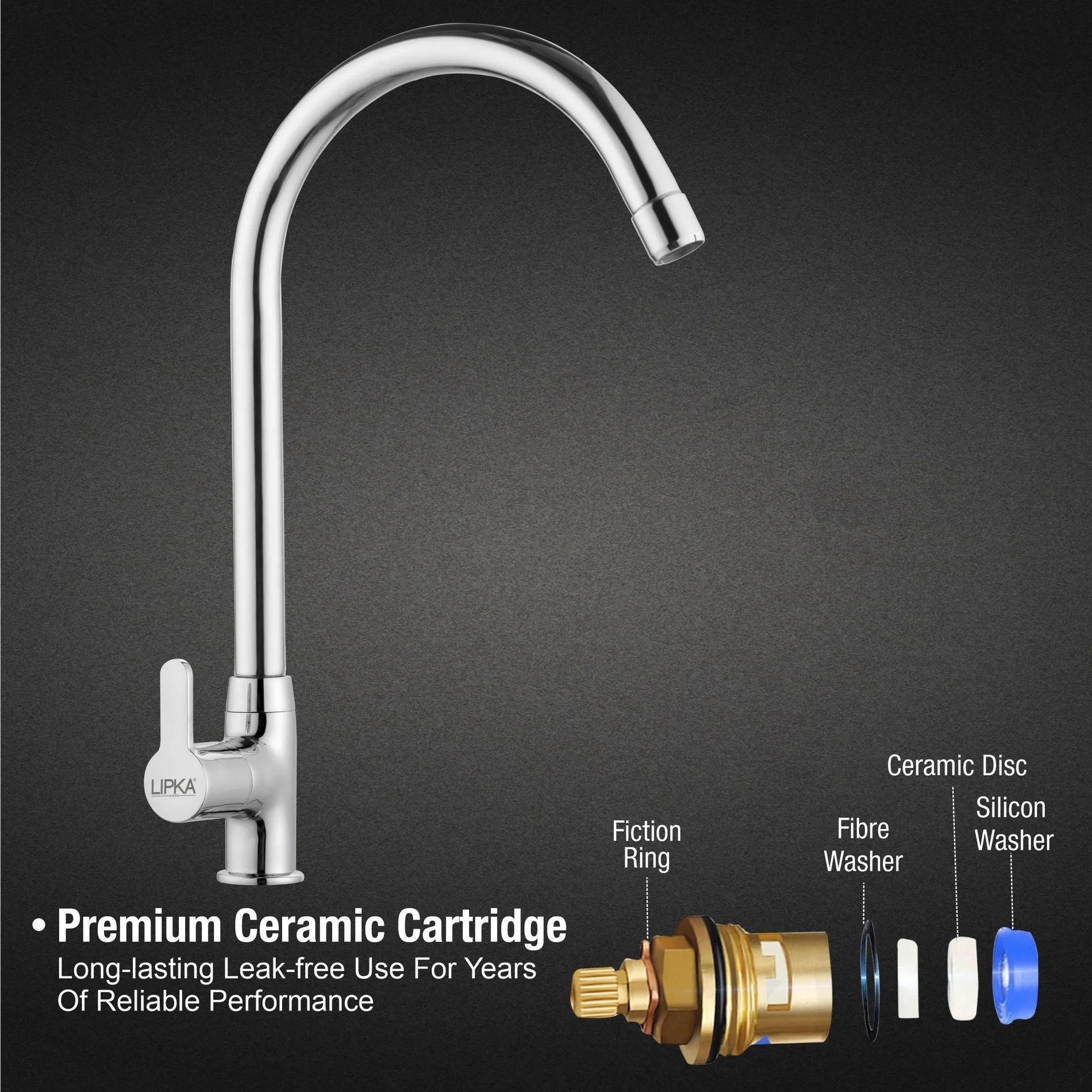 Lipka Fusion Swan Neck Brass Faucet with Round Swivel Spout (20 Inches) 2