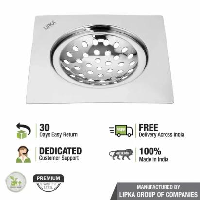 Lipka EON Square Flat Cut Floor Drain (6 x 6 Inches) 4