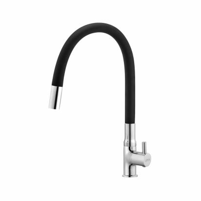 Lipka Kyron Swan Neck Brass Faucet with Flexible Silicone Spout (Black) 1