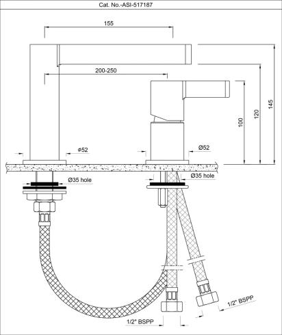Artize 2-Hole Deck-Mounted Single Lever Basin Mixer - Black Matt -  ASI-BLM-517187 1