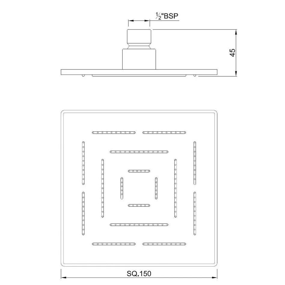 Square Shape Single Flow Maze Overhead Shower - Gold Dust - OHS-GDS-1605 1