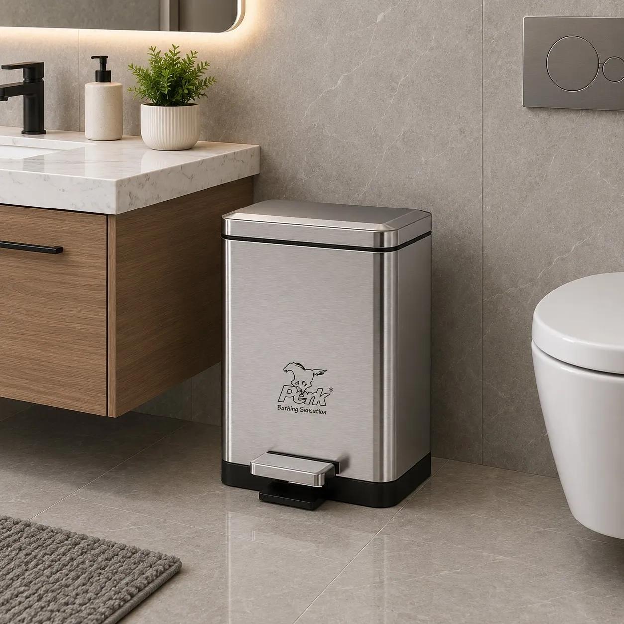 Perk Madison Dustbin 10 Litre - Matt Steel