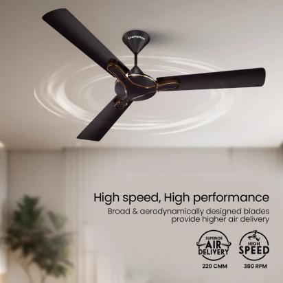 Crompton High Speed Gianna | Star Rated Ceiling Fan - Roast Brown by Crompton : Colours available: WoodyBrown 10 2