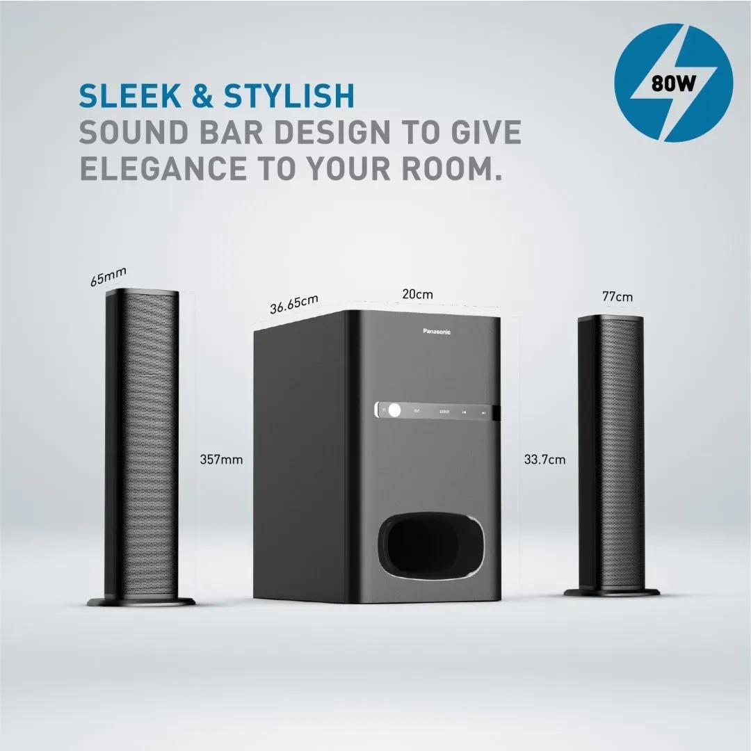 Panasonic 80 W, 2.1 CH USB, Auxiliary Multimedia Speaker System with Convertible Soundbar and Multi-Connectivity Option (SC-HT260GW-K, Black) 4