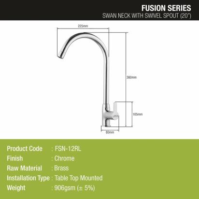 Lipka Fusion Swan Neck Brass Faucet with Round Swivel Spout (20 Inches) 1