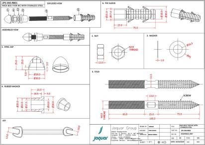 SS Rack Bolt for WC - 16 mm by Jaquar 1 1
