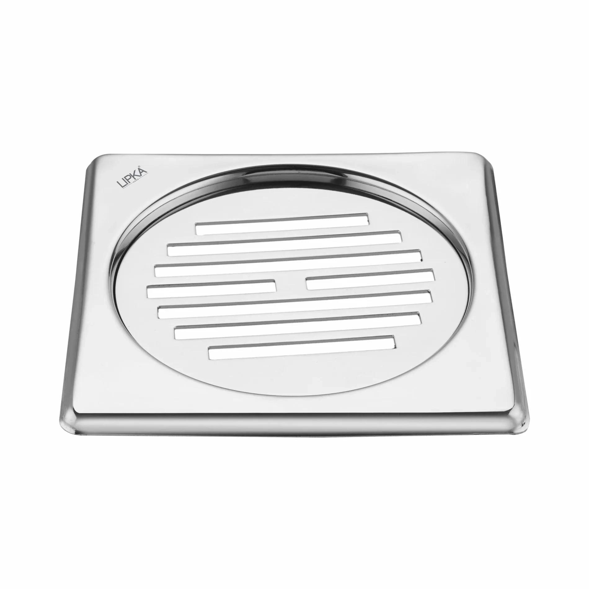 Lipka Eon Square Floor Drain with Golden Classic Jali (5 x 5 Inches)
