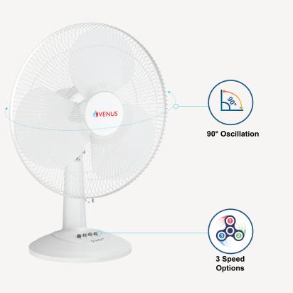 Venus Home Sway Plus Table Fan by Venus : Colours available: White 1 2