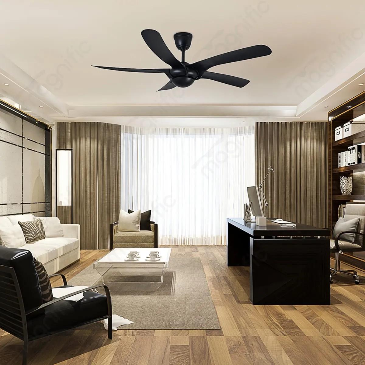 Magnific Vortex – 52″ Stylish Ceiling Fan for Modern Homes - Matte Black