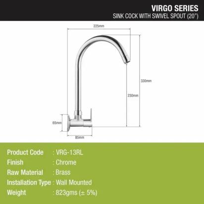 Lipka Virgo Sink Tap Brass Faucet with Round Swivel Spout (20 Inches) 2