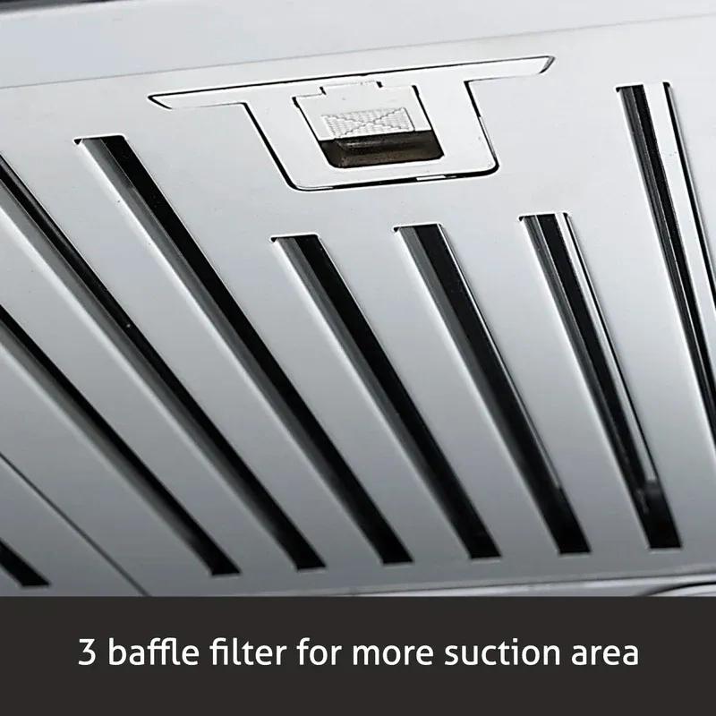 Glen Kitchen Chimney Curved Glass with Motion Sensor Baffle filter 60cm 1250 m3/h -Black (CH6071MSBL60LTW) 2
