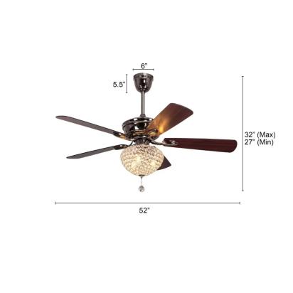 The WhiteTeak Decadent Diva (132 cm Span, Metallic Grey Glossy Finish Metal Body, Mahogany Finish MDF Blades) Chandelier Ceiling Fan by White Teak : Colours available: Brown 9 8