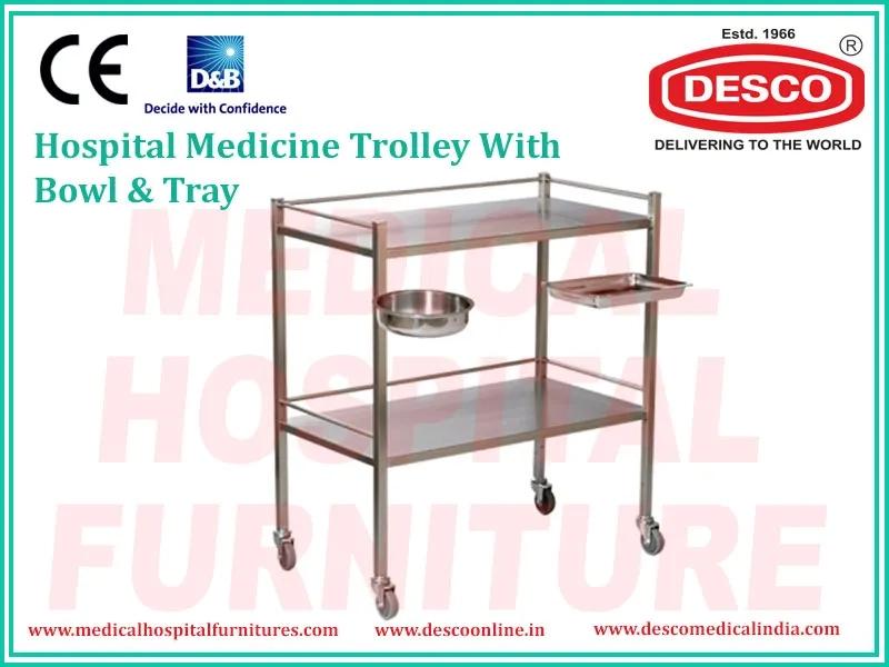 Desco Medicine Trolley with Bowl & Tray