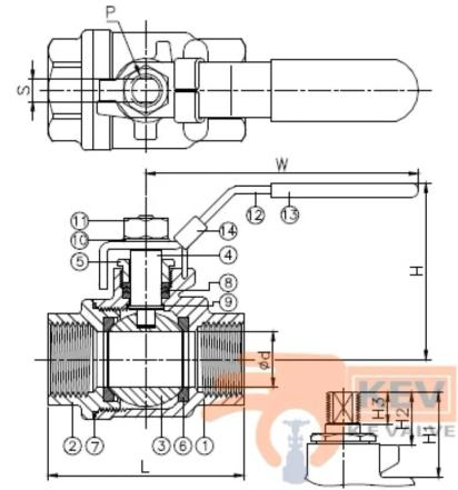 Ke Valve 2 PC Screwed End Ball Valve 2006 by KE Valve : Colours available: Silver 1 1