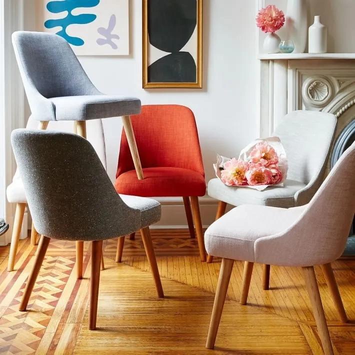 Asian Arts Modern Upholstered Dining Chair with Wooden Legs | Asian Arts