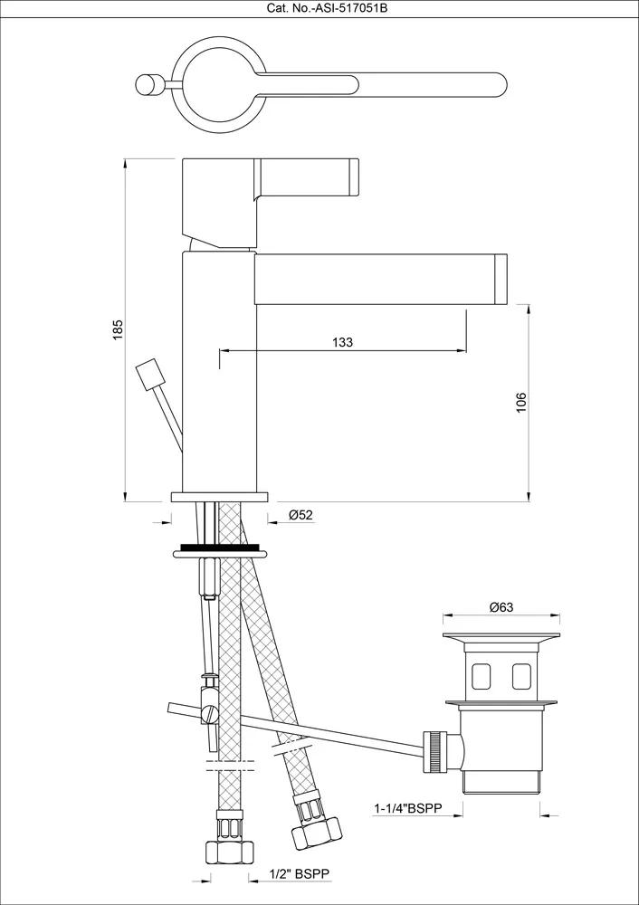 Artize Single Lever Basin Mixer - Black Matt - ASI-BLM-517051B 1
