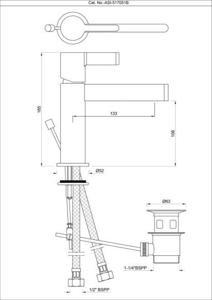Artize Single Lever Basin Mixer - Black Matt - ASI-BLM-517051B 1