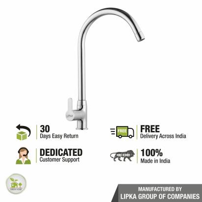 Lipka Fusion Swan Neck Brass Faucet with Round Swivel Spout (20 Inches) 5