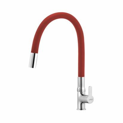 Lipka Fusion Swan Neck Brass Faucet with Flexible Silicone Spout (Red) 1