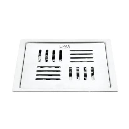 Lipka Alpha Deluxe Square Flat Cut Floor Drain (5 x 5 Inches) with Hole