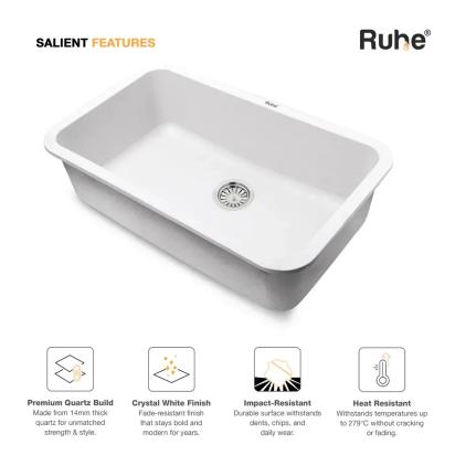 Ruhe Quartz Single Bowl Kitchen Sink 31 X 19 X 9 Inches - White by Ruhe : Colours available: White 4 3
