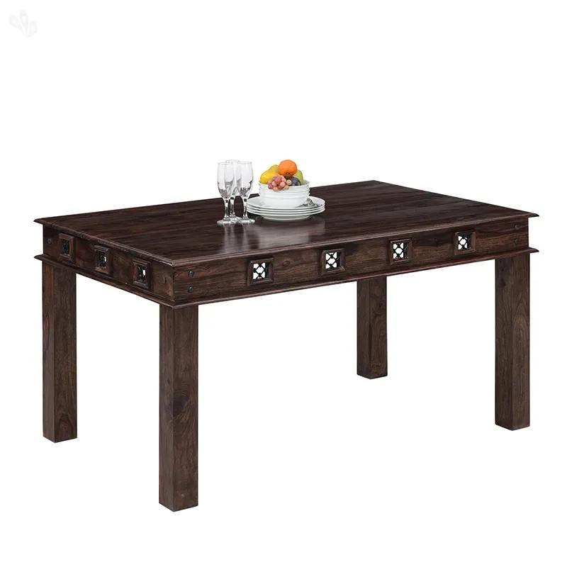 Natural Living Jali Block Six seater Wooden Dining Table (145 X 90 X 77) 3
