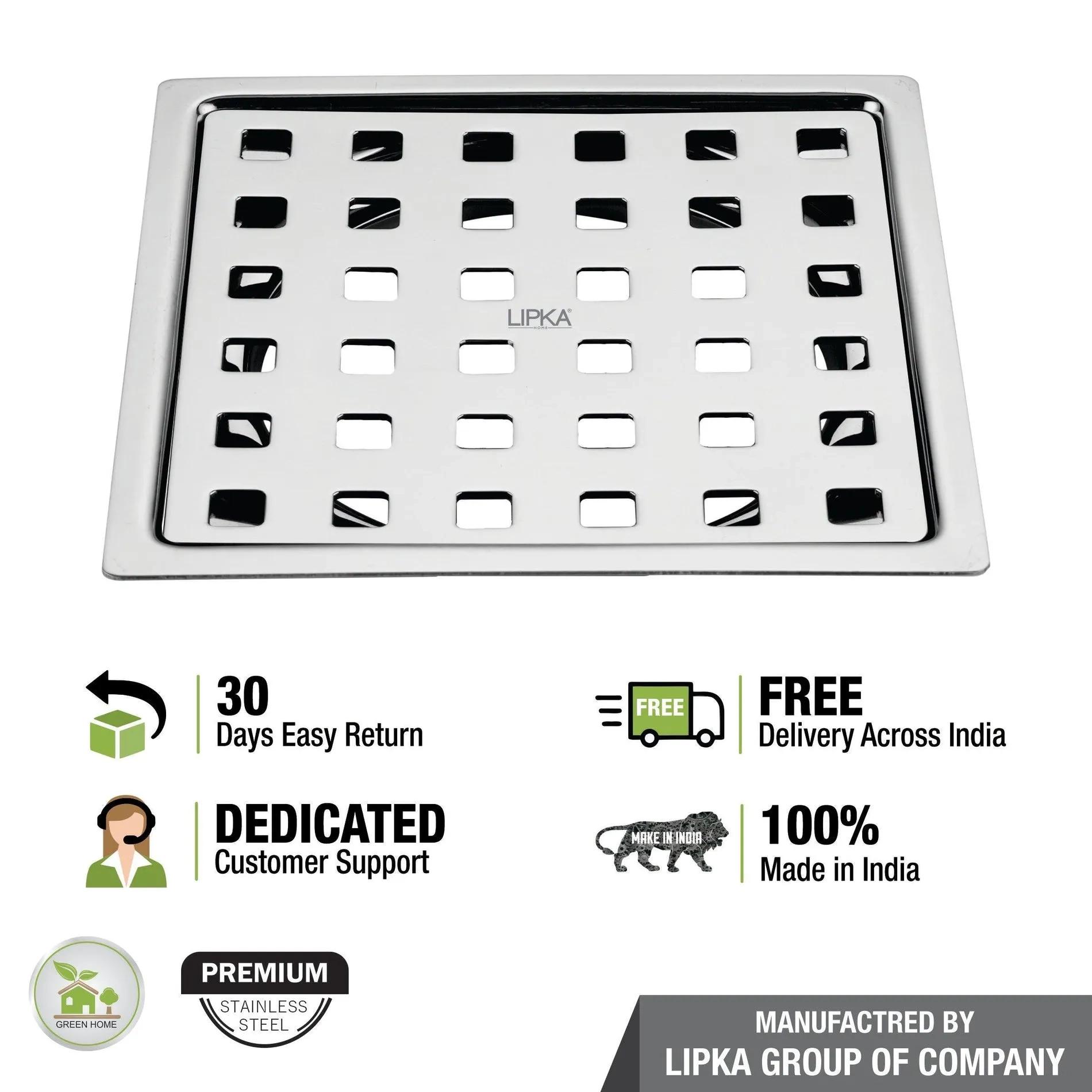 Lipka Delta Deluxe Square Flat Cut Floor Drain (5 x 5 Inches) 3