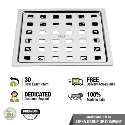 Lipka Delta Deluxe Square Flat Cut Floor Drain (5 x 5 Inches) 3