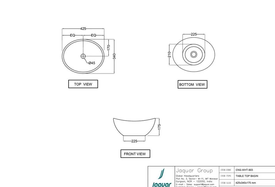 Jaquar Table Top Basin - CNS-WHT-903 1